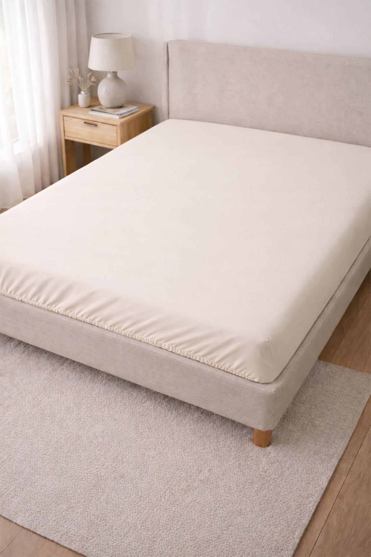 Basic Cotton Sateen Fitted Sheet with Elastic All Around (160 x 200 cm)