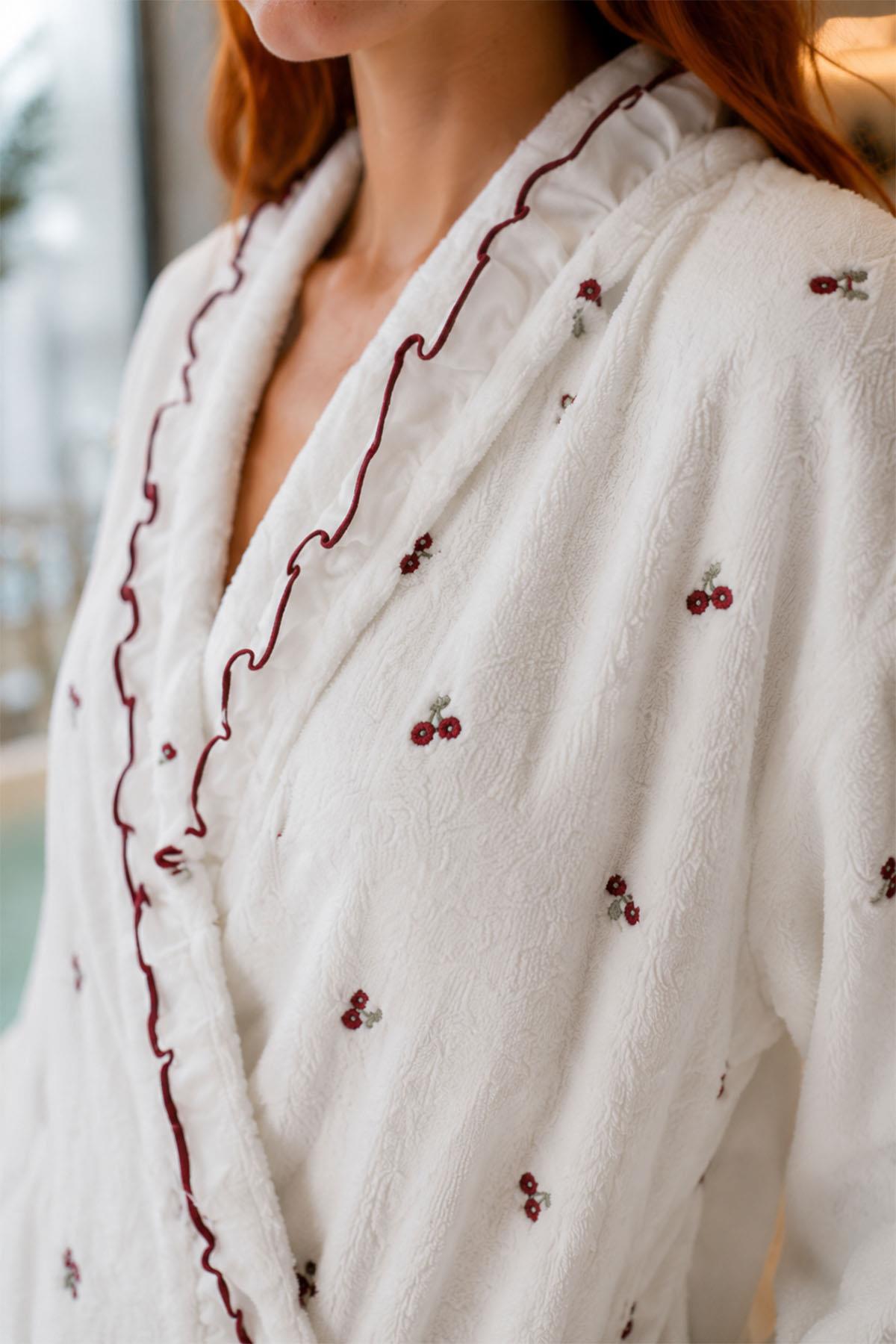 Cherry Cotton Women's Bathrobe Set