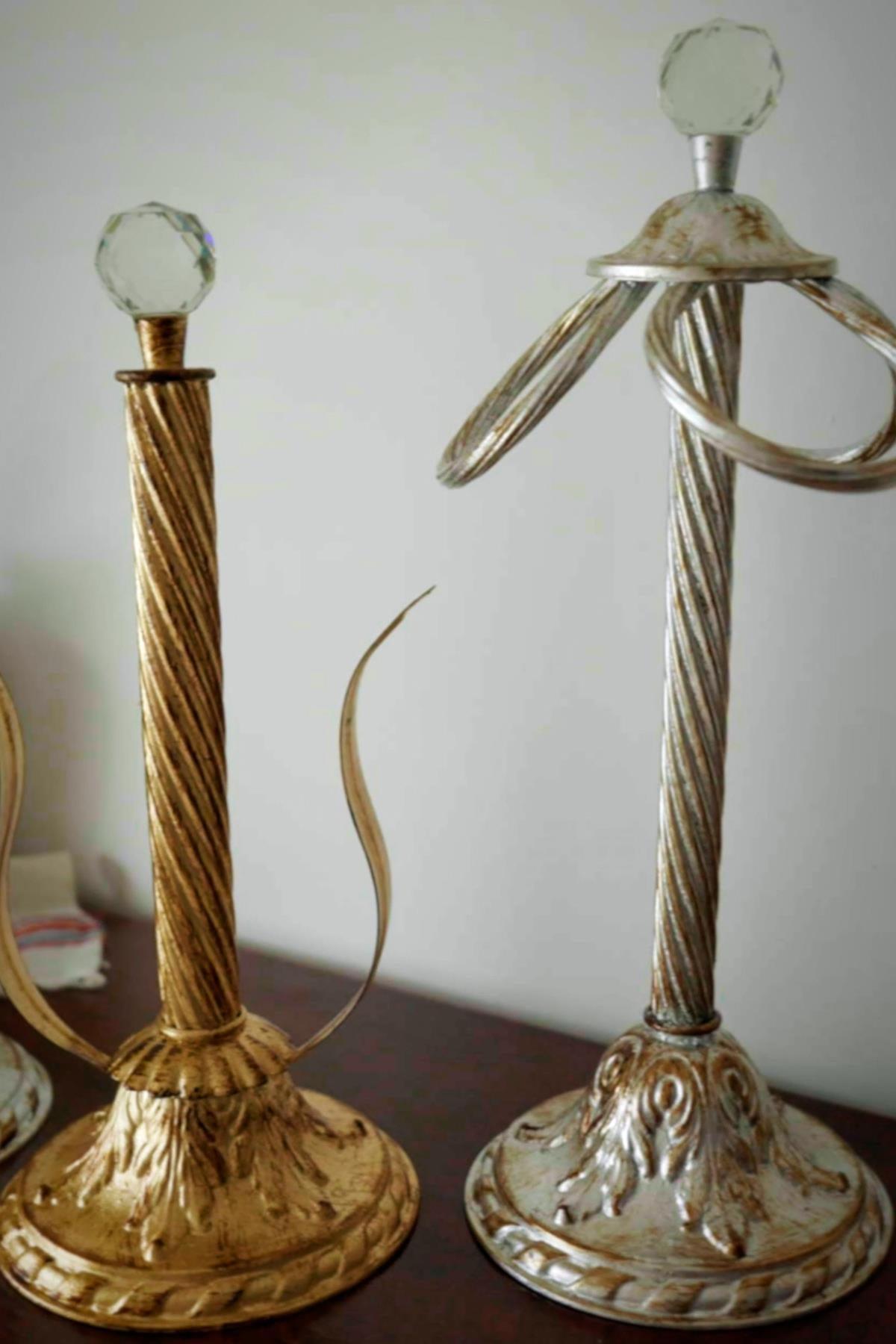 Crystal Silver Leaf and 3-Pendant Detail Paper Towel Holder - Nazik Home - Value for My Home!