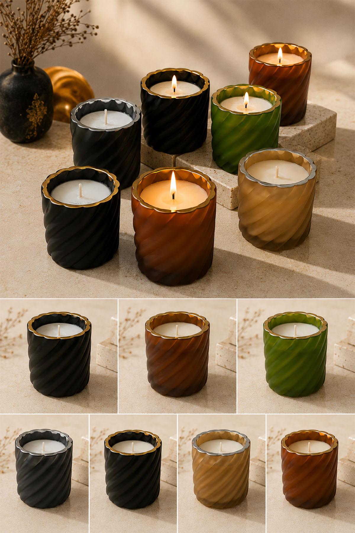 Devin Amber-Gold Spiral Candle (10 cm)