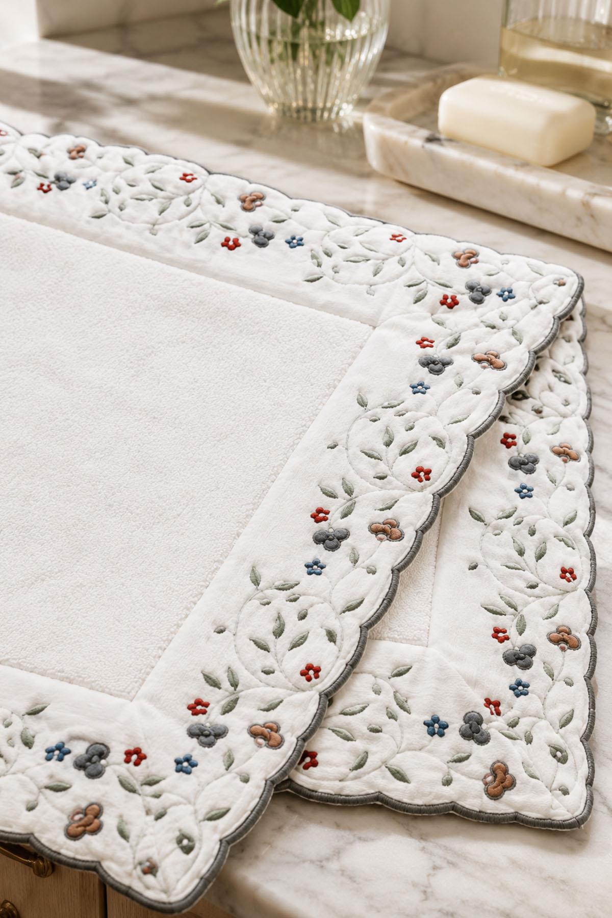 Livano Colorful Floral Embroidered 2-Piece Mat Set (60 x 100 cm)