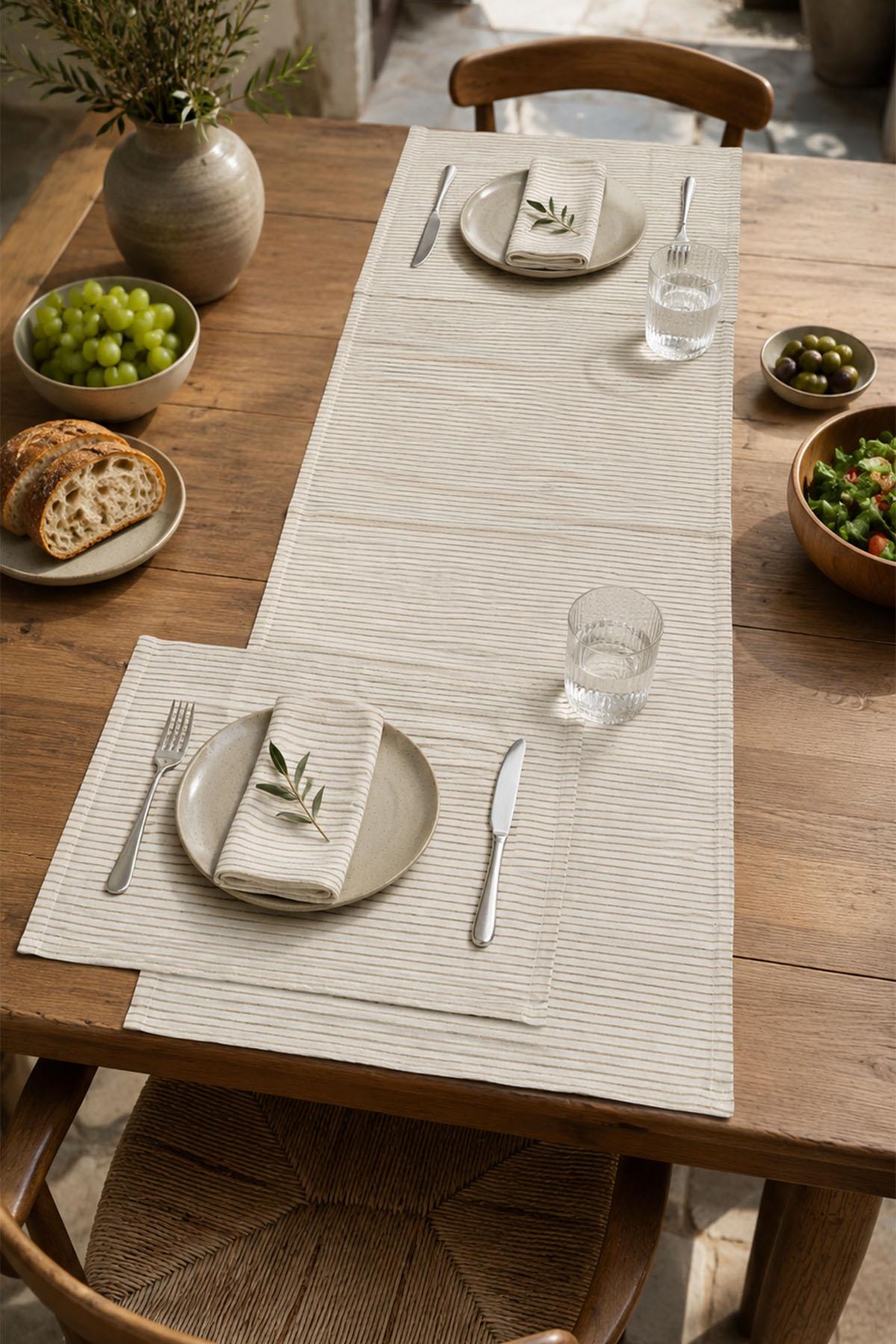 Lozano Stain-Resistant, Wrinkle-Free Placemat-Runner Table Set (3 Pieces)