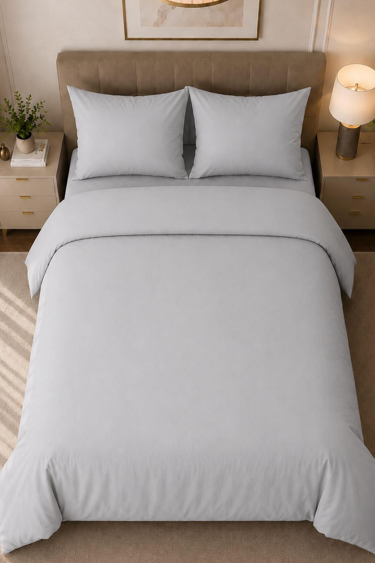 Melody Plain Cotton Sateen Double Duvet Cover Set 4 Pieces