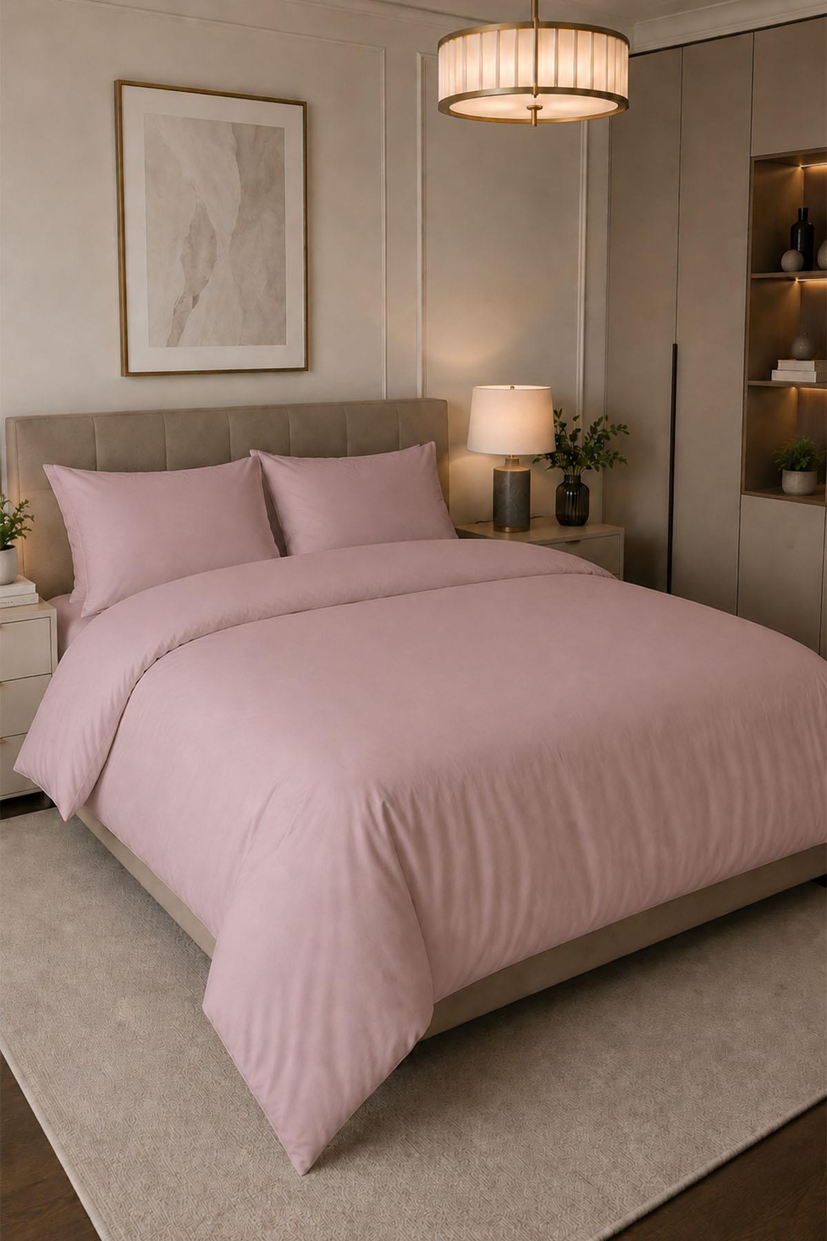 Melody Plain Cotton Sateen Double Duvet Cover Set 4 Pieces