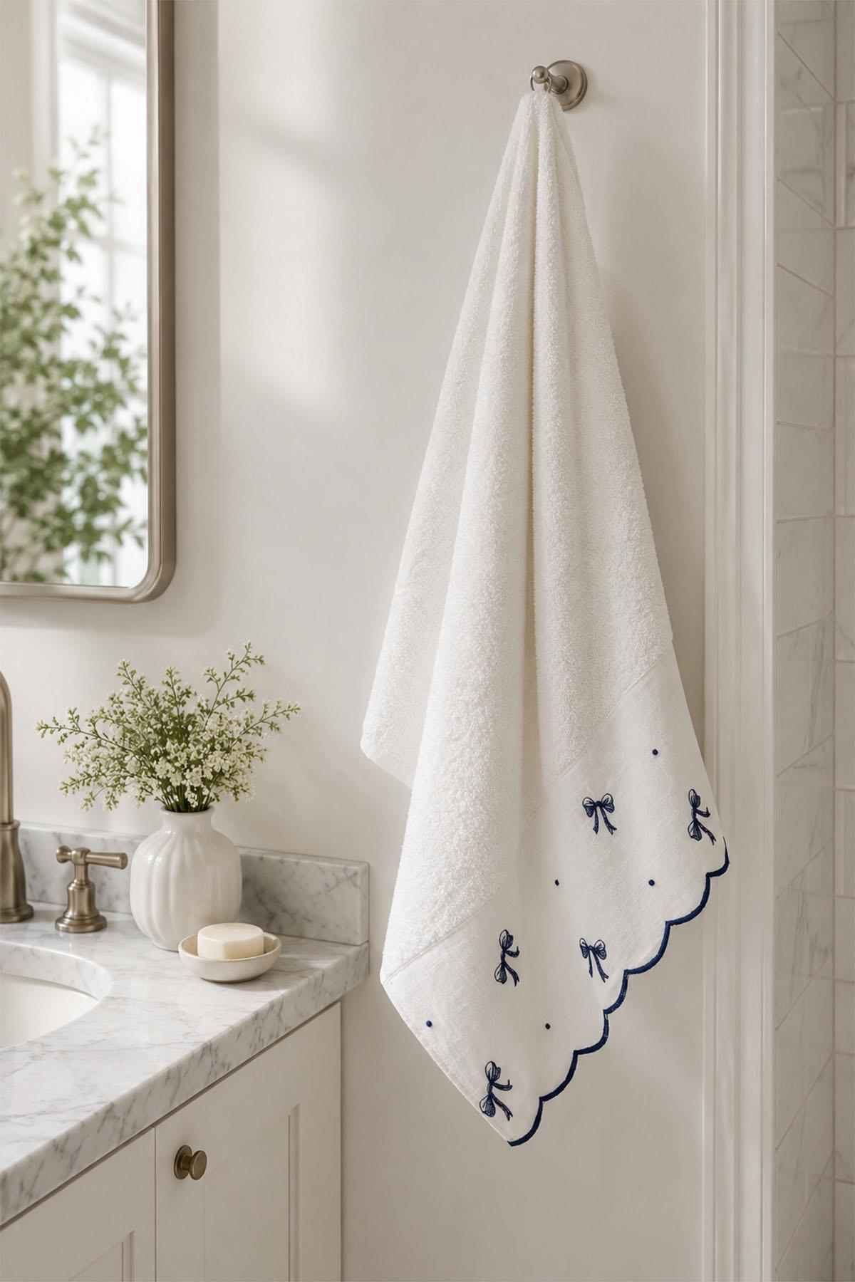 Serena Bow Embroidered Face Towel (50 x 90 cm)