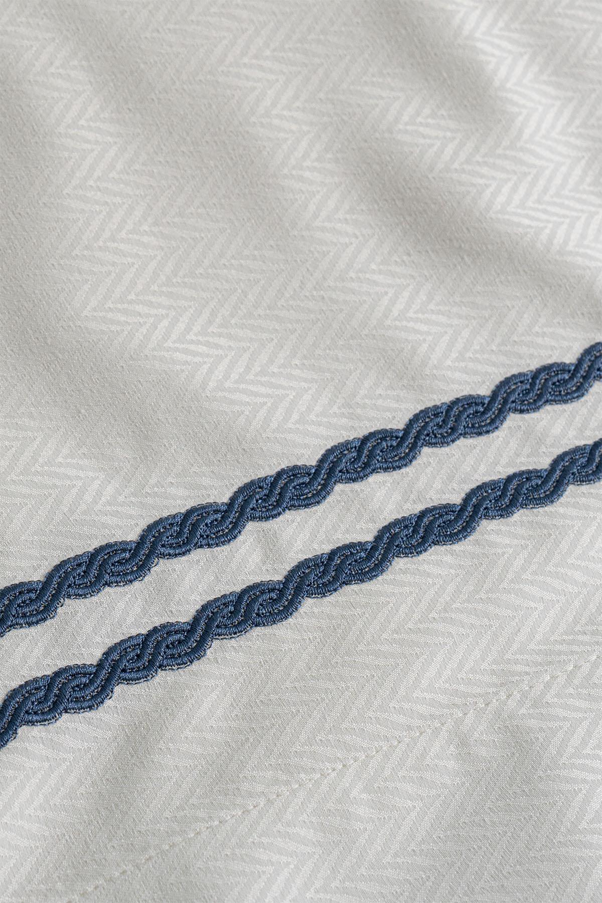 Vetra Striped Embroidered Cotton Sateen Double Duvet Cover Set, 6 Pieces
