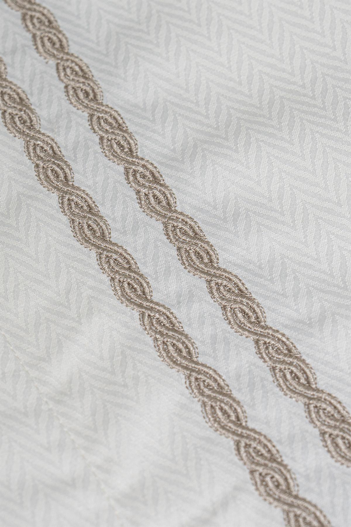 Vetra Striped Embroidered Cotton Sateen Double Duvet Cover Set, 6 Pieces