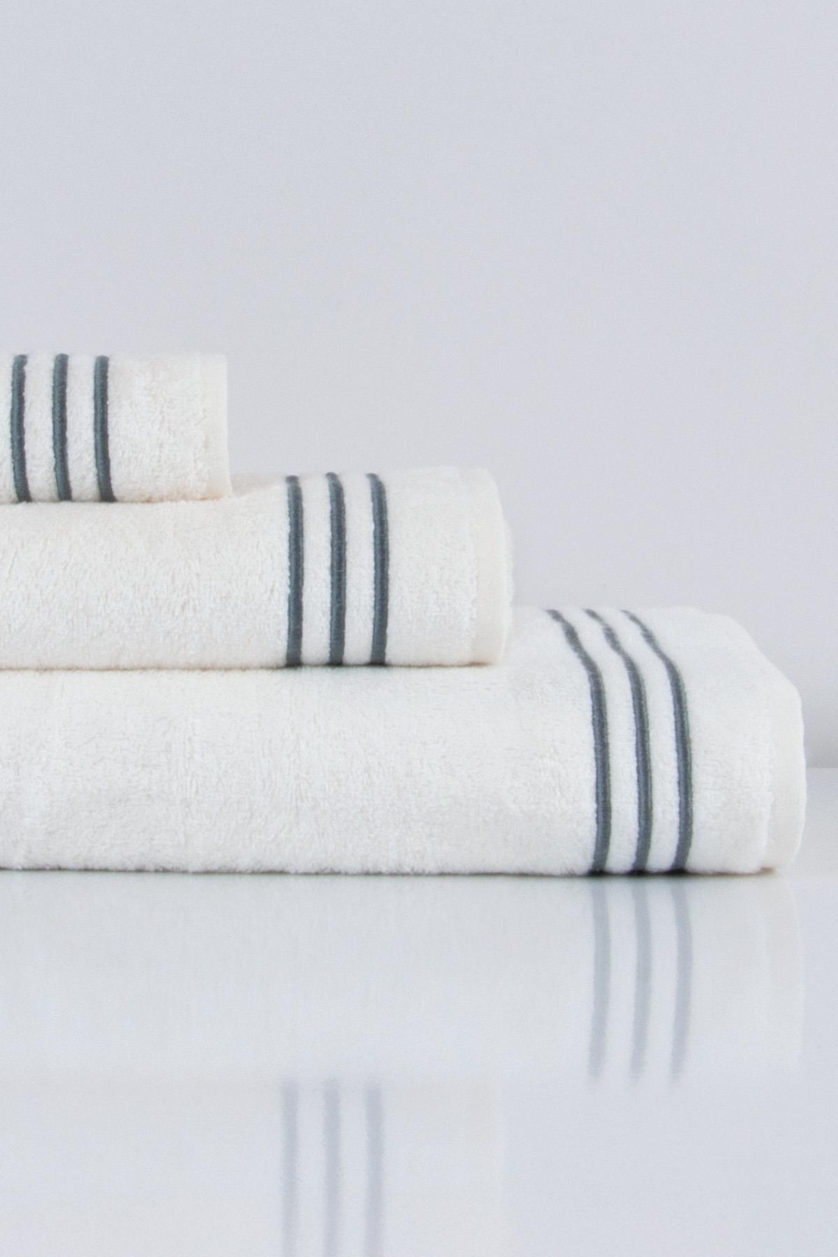 Zen Striped Embroidered Face Towel (50 x 90 cm) - Nazik Home - Value for My Home!