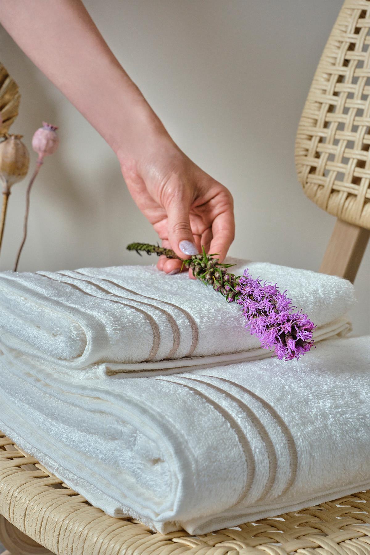 Zen Striped Embroidered Face Towel (50 x 90 cm) - Nazik Home - Value for My Home!