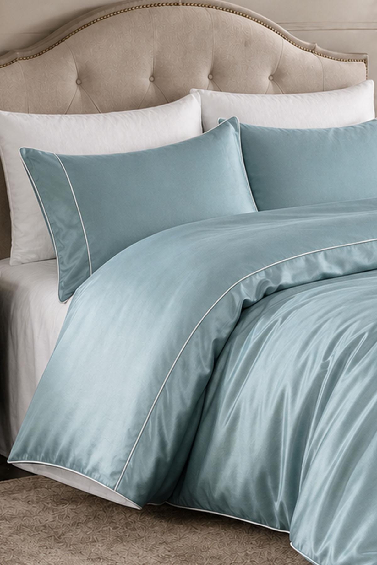 Alix Piped Cotton Satin Double 6-Piece Duvet Cover Set