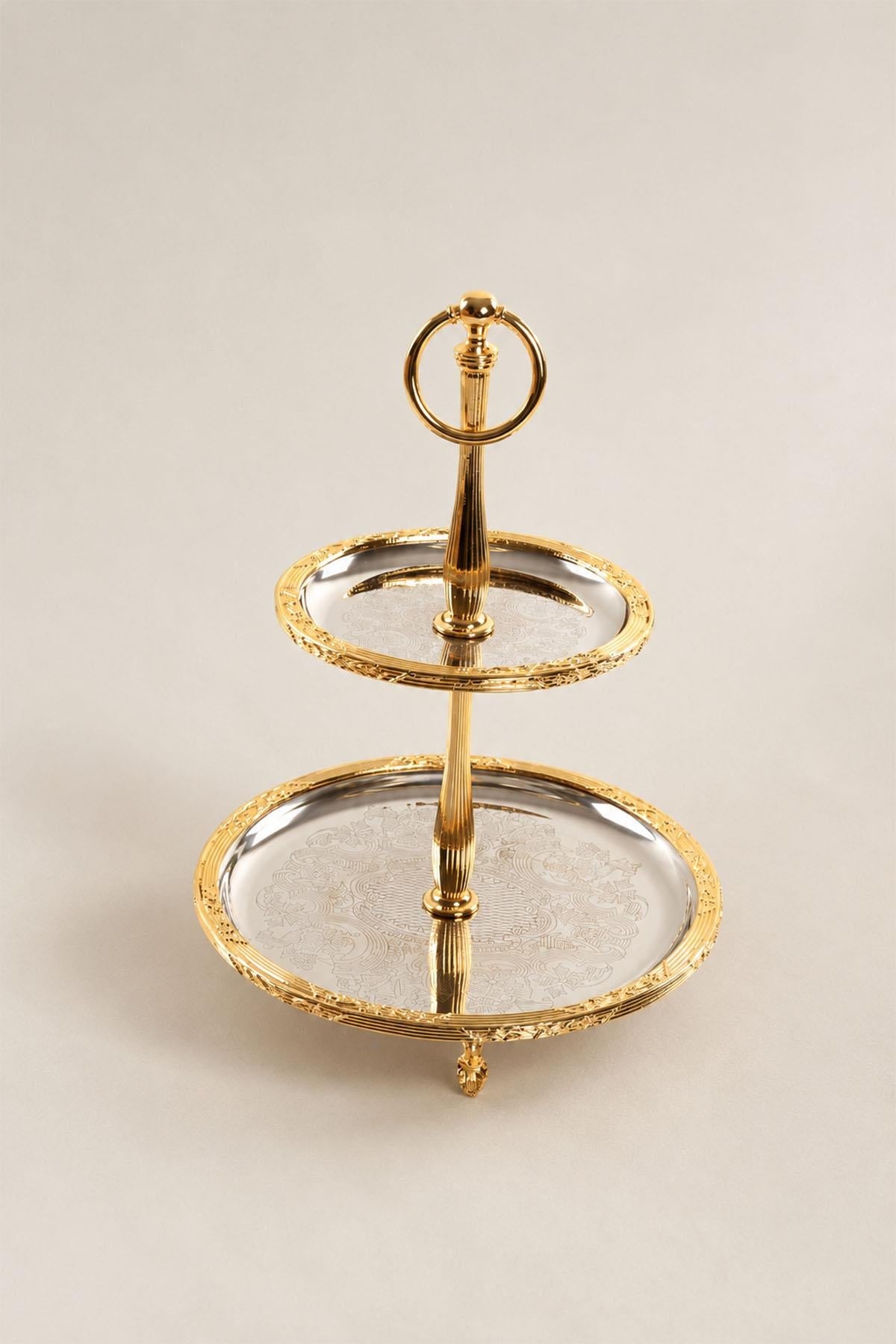 Kessa Gold Detailed 2-Tier Serving Plate (22-15 cm)