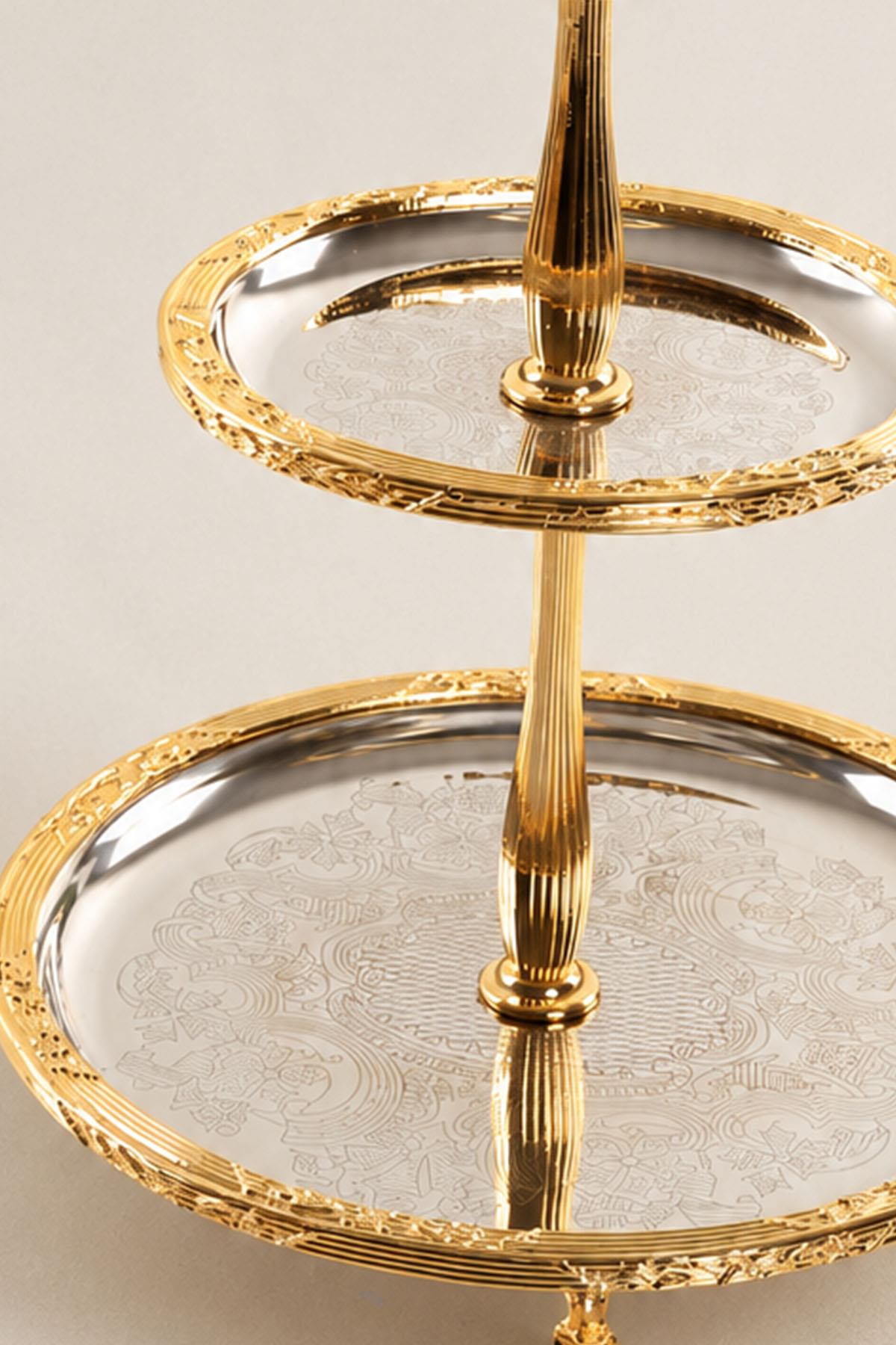 Kessa Gold Detailed 2-Tier Serving Plate (22-15 cm)