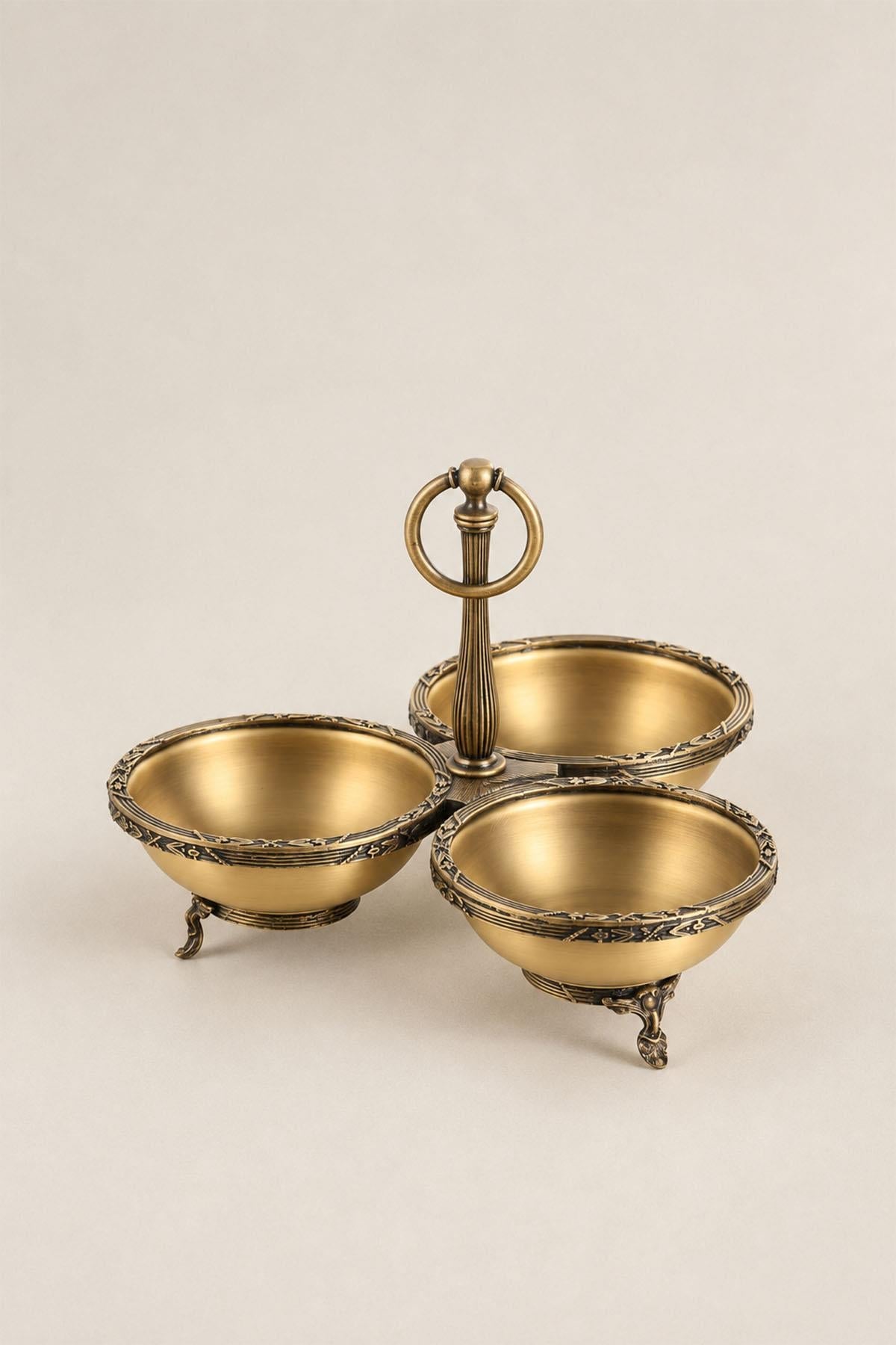 Kessa Antique Detailed 3-Piece Snack Bowl