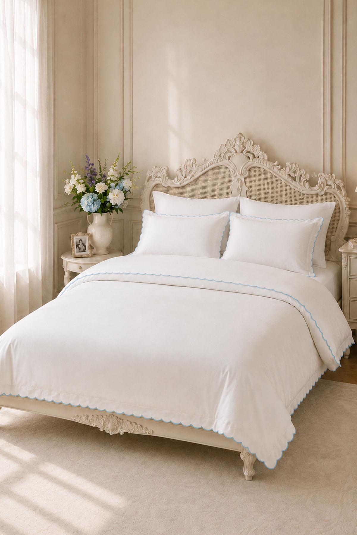 Elora Cotton Sateen Embroidered 6-Piece Double Duvet Cover Set