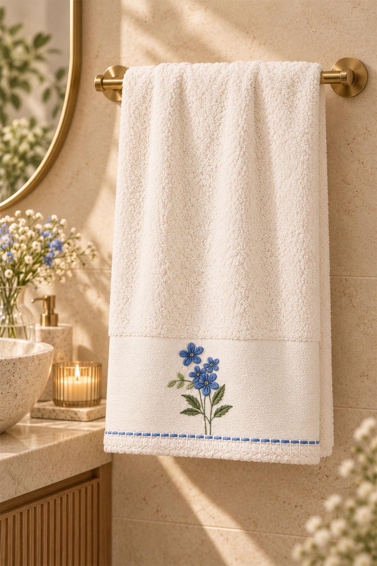 Fiorella Flower Embroidered Hand Towel (30 x 50 cm)