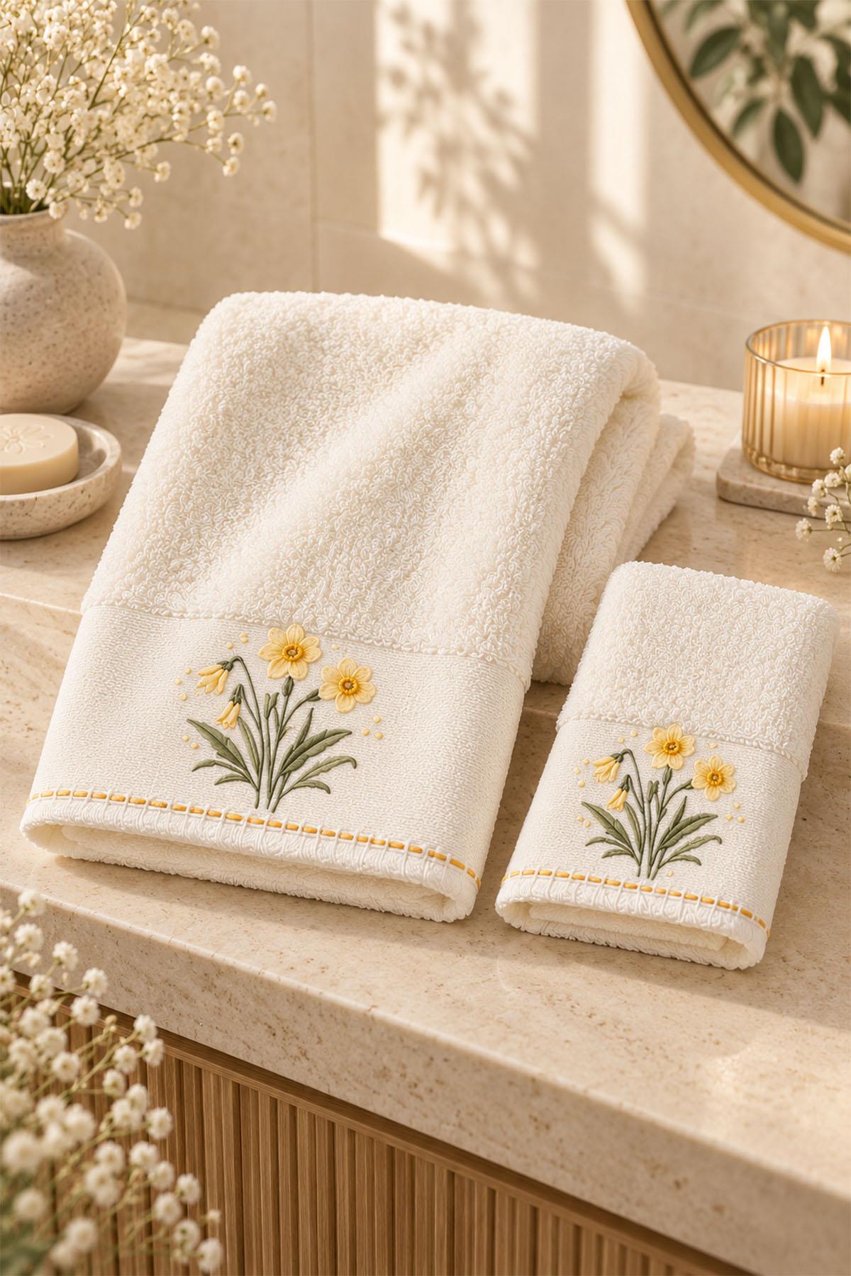 Fiorella Flower Embroidered Hand Towel (30 x 50 cm)
