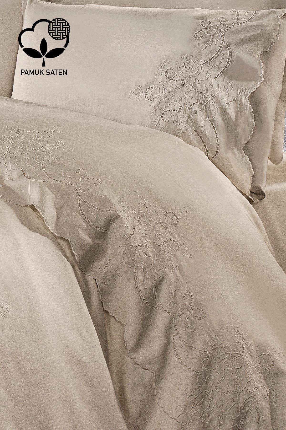 Hanedan İşlemeli Süper King Size 7 Parça Nevresim + Pike Set - Nazik Home - Yuvama Değer!