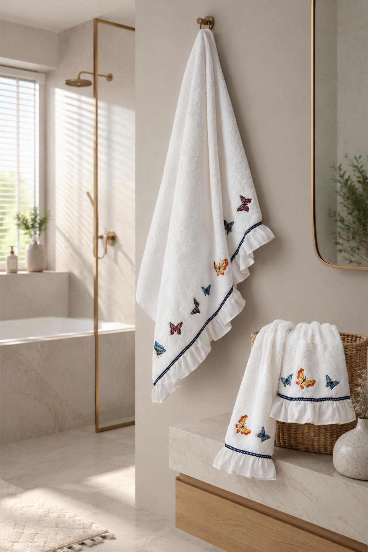 Laura Butterfly Embroidered Hand Towel (30 x 50 cm)