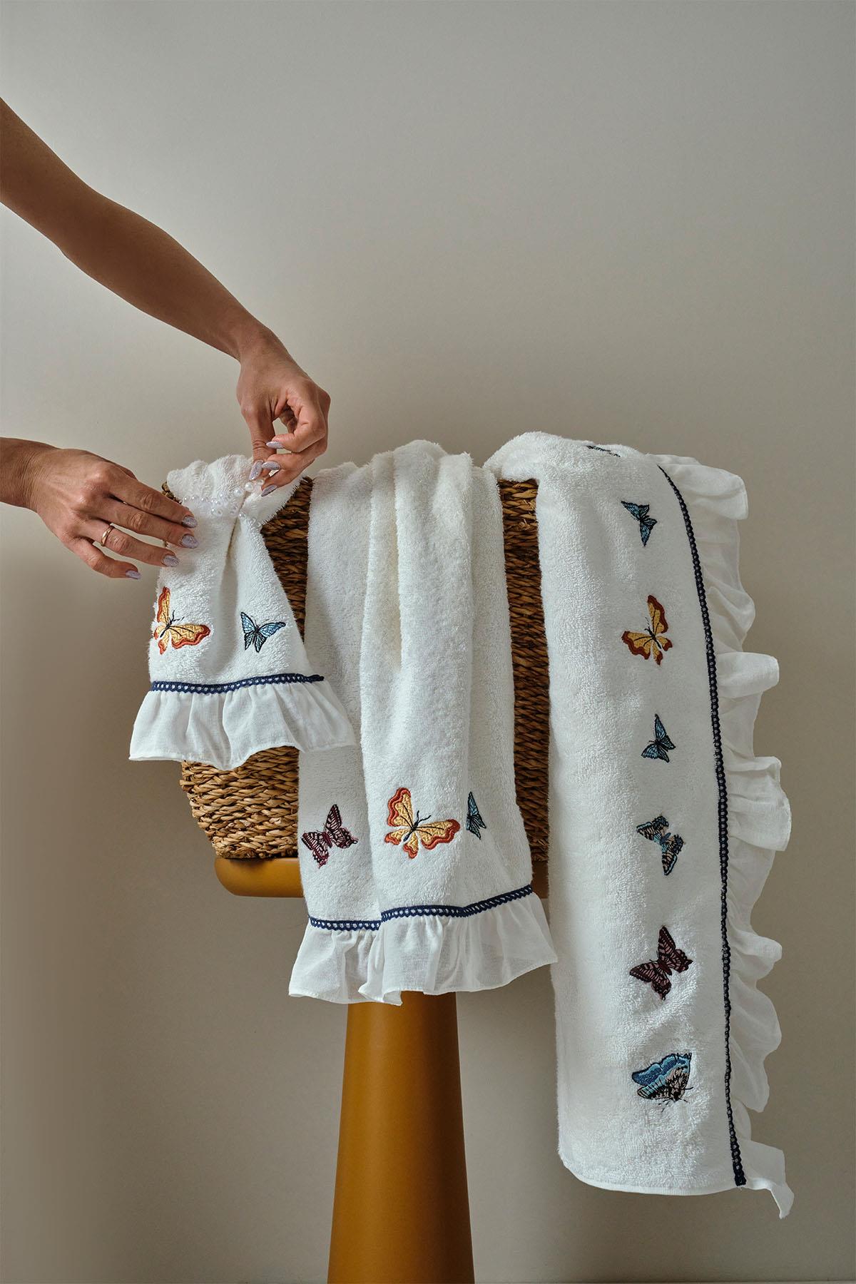 Laura Butterfly Embroidered Face Towel (50 x 90 cm)