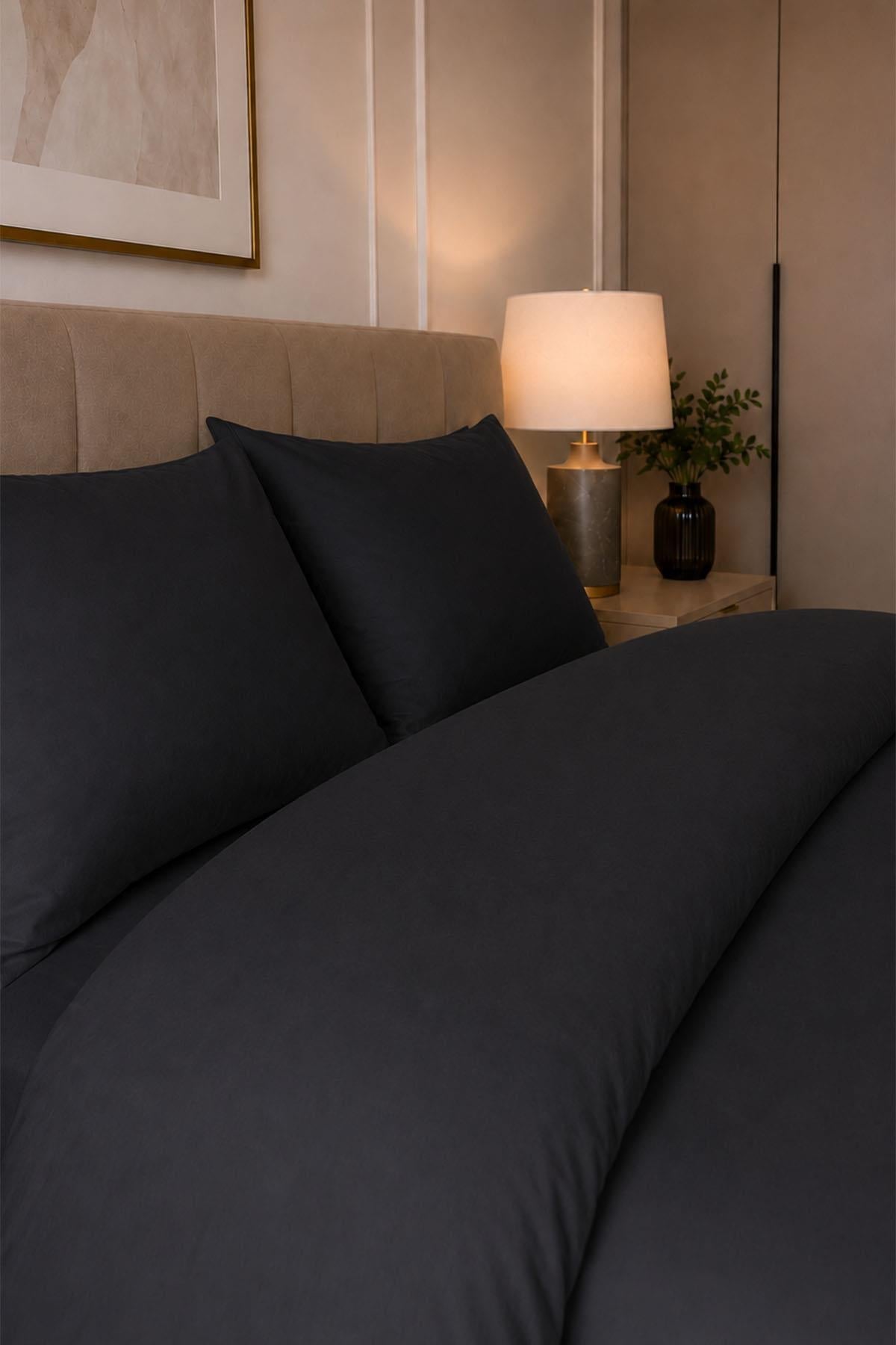 Melody Plain Cotton Sateen Double Duvet Cover Set 4 Pieces