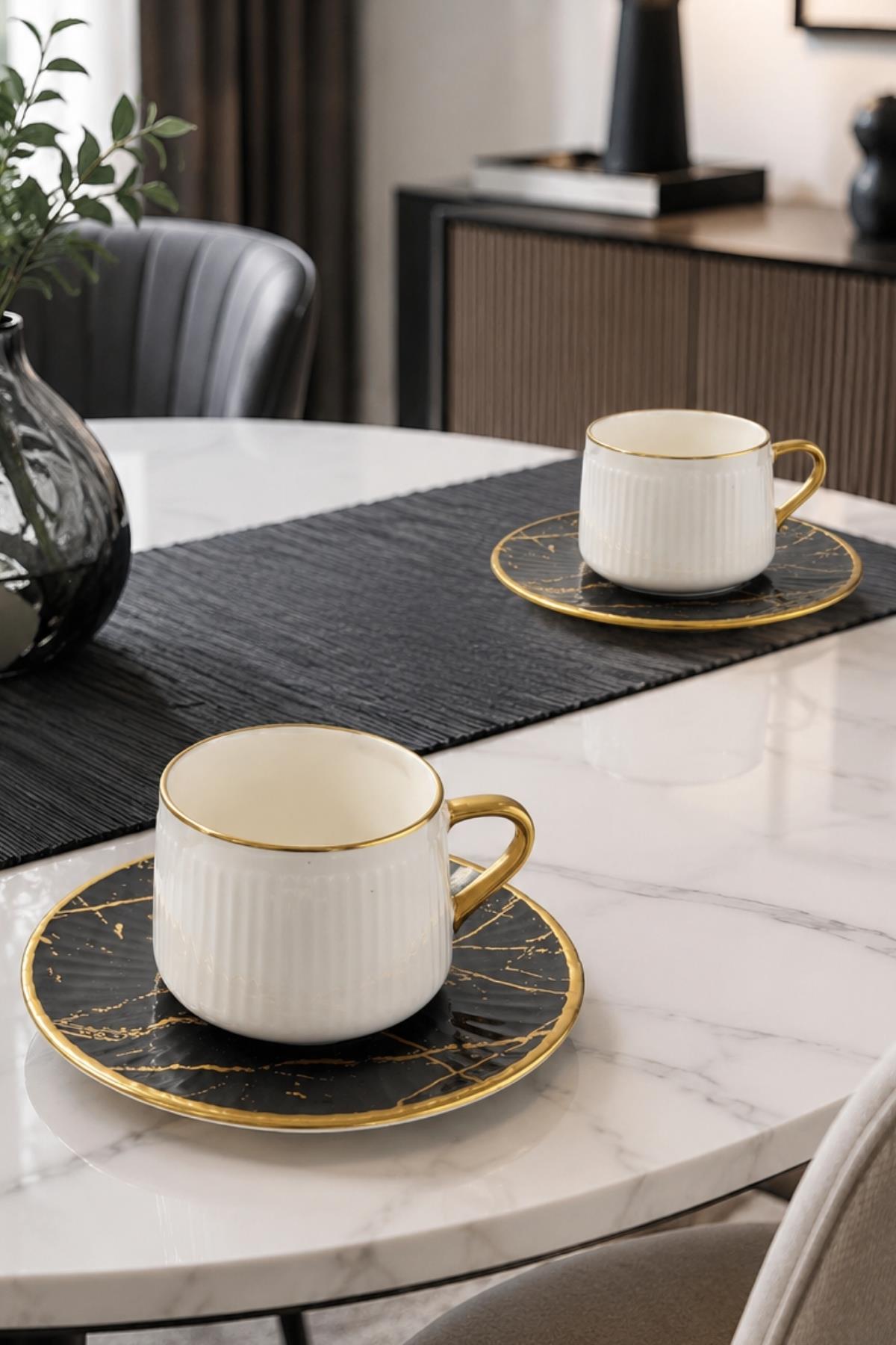 Midnight Vien 24K Gold Plated 2-Piece Premium Coffee Cup Set