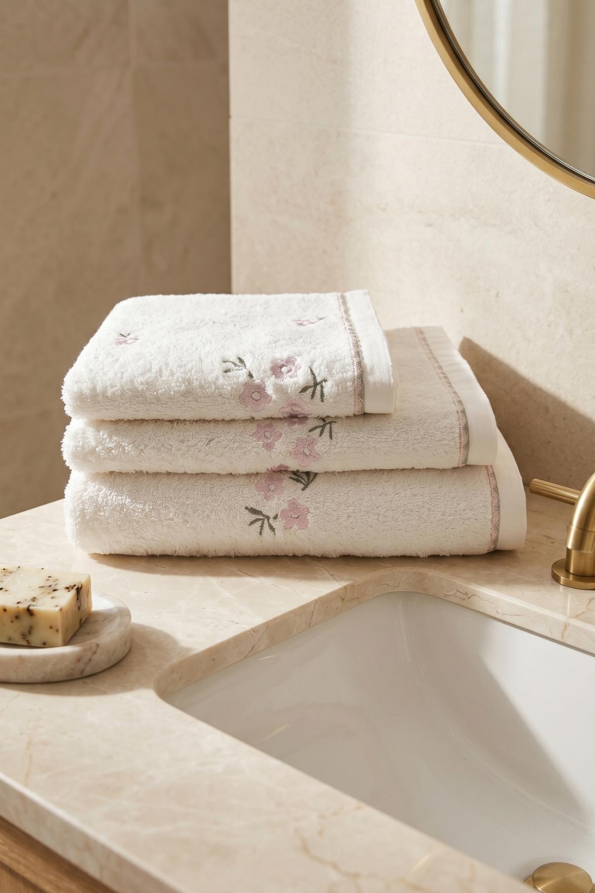 Nadia Daisy Embroidered Hand Towel (30 x 50 cm)