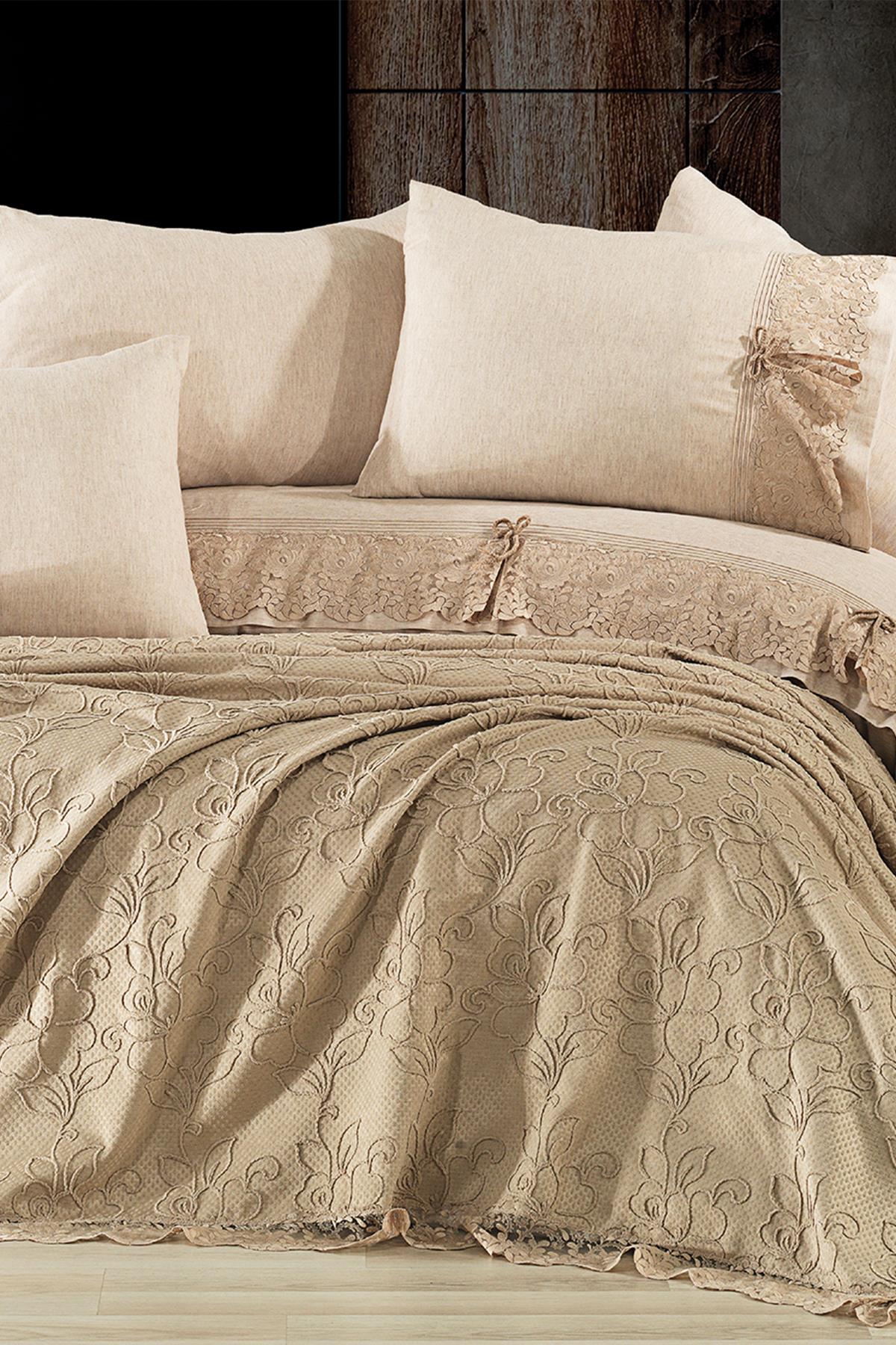 Rosella Lace Trimmed Double 7-Piece Duvet Cover + Quilt Set