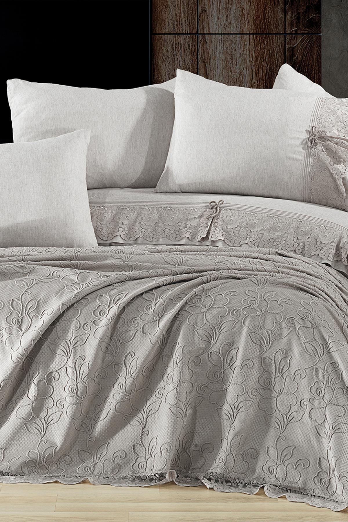 Rosella Lace Trimmed Double 7-Piece Duvet Cover + Quilt Set