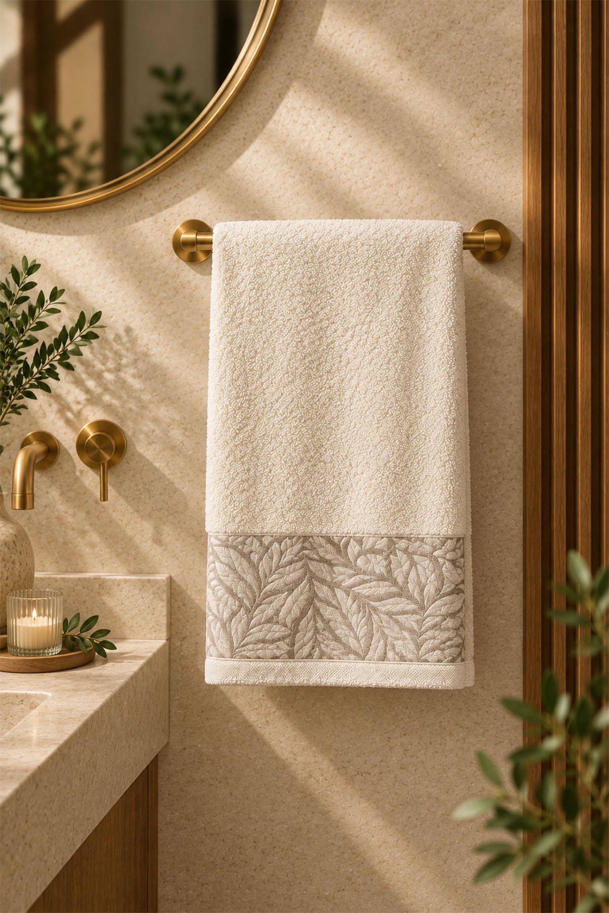 Sage Leaf Pattern Bath Towel (90 x 150 cm)