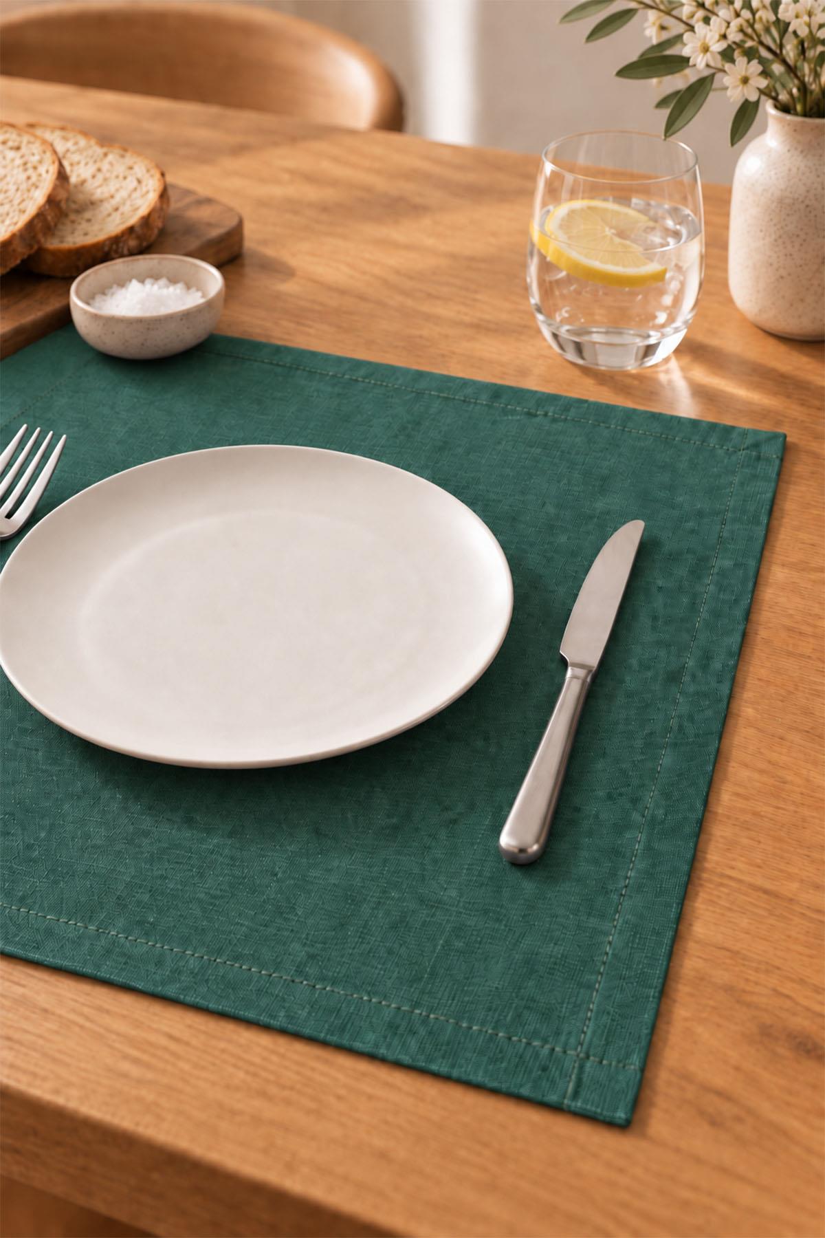 طقم مفارش طعام مسطحة مقاومة للبقع وسهلة الاستخدام من صن، مكون من 4 قطع (35 × 45 سم)