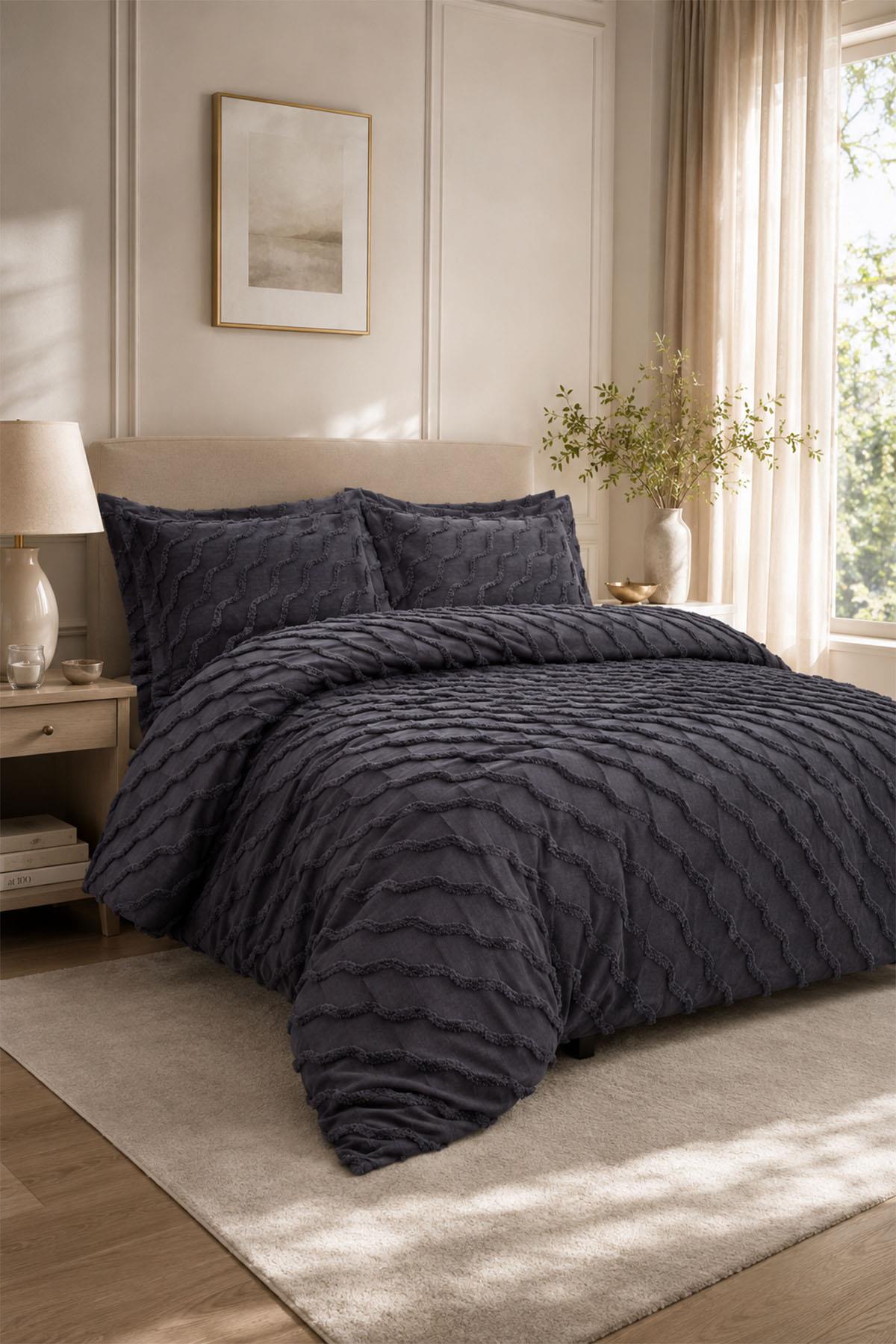 Terra Plush Linen Textured Double Bedspread