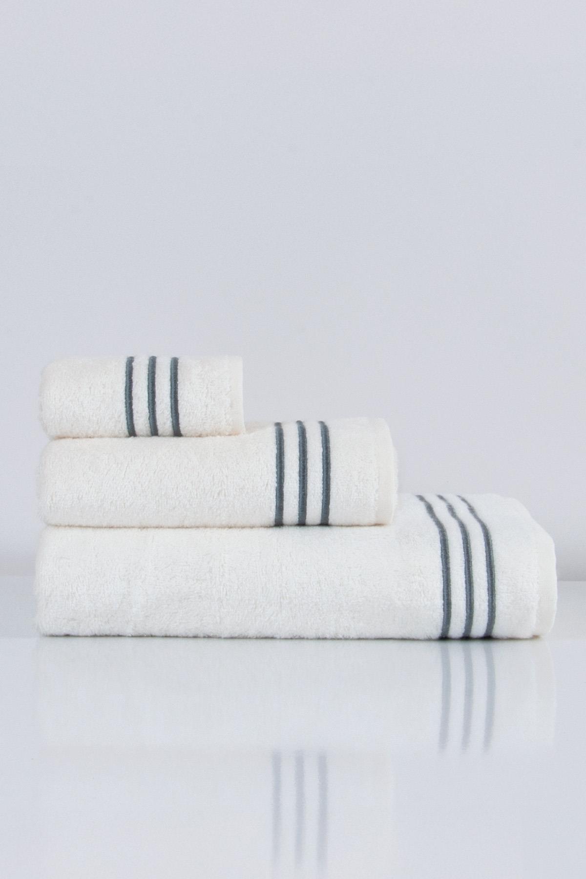 Zen Striped Embroidered Face Towel (50 x 90 cm) - Nazik Home - Value for My Home!